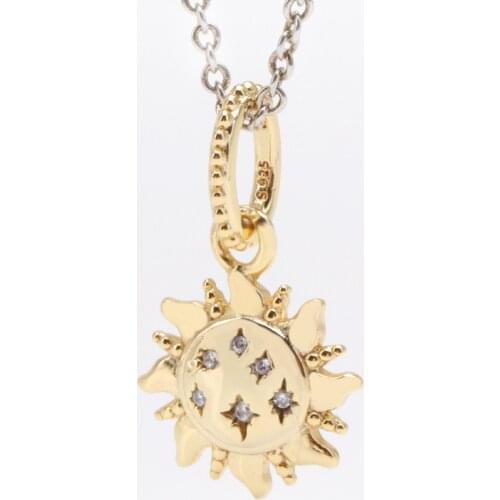 Bewill S925 Silver Shining Sunflower Pendant Female Sunflower Pendant Fit Original Charms Necklace