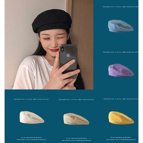 1 pc Korean Style Elegant Berets Hats For Women Girls Korean Style Fashion Summer Autumn Girls Headwear Caps Cloth Vintage Hats