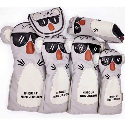 Golf Headgear Creative Koala PU Leather 1 3 5 UT Drivers Headgear Club Cover Mixed Club Head Set Ball Head Set