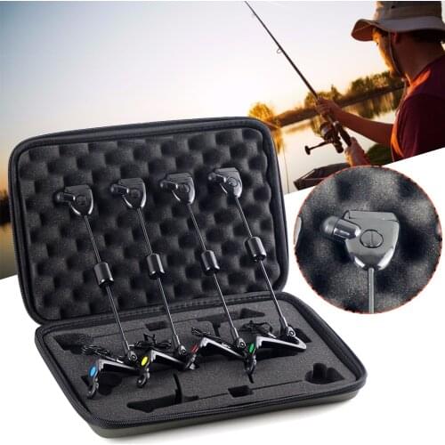Fishing Swinger Set Bite Alarm Hanger Swinger 4 Colors LED Illuminated Indicator Carp Fishing Tackle In Zipper Case In Stock