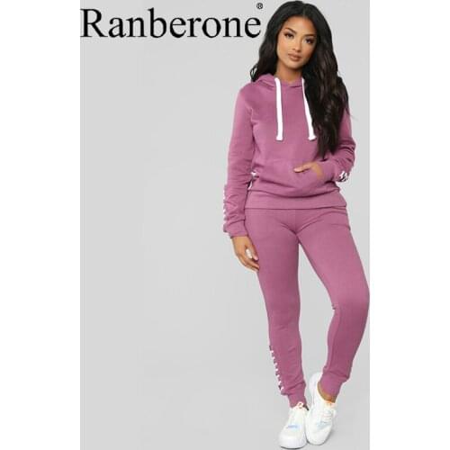 Ranberone Yoga Sets Women Gym Clothes Large Size Long Sleeve Hoodie Female Sweatshirt + Velvet Pants Warm Outfits Running Suit