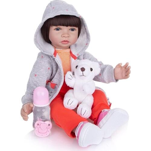 KEIUMI 24 Inch Reborn Baby Dolls Cloth Body Stuffed Realistic Fashion Toddler Baby Doll Toys For Kids Birthday Gift Playmate Toy