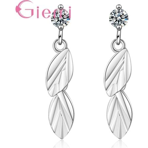 Fashion Cubic Zirconia Leaf Dangler Earring 925 Sterling Silver Plant Drop Earring For Women Cute Girl Gift Jewelry Wholesale