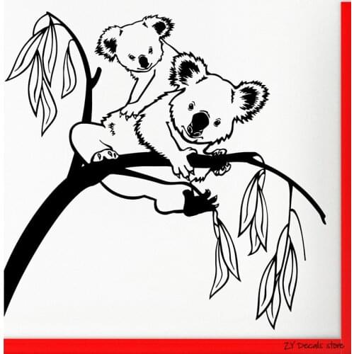 Tree Wall Decals Cute Koala Wall Sticker For Bedroom Cartoon Nurse Baby Room Vinyl Decor Decal Removable Art Mural L415