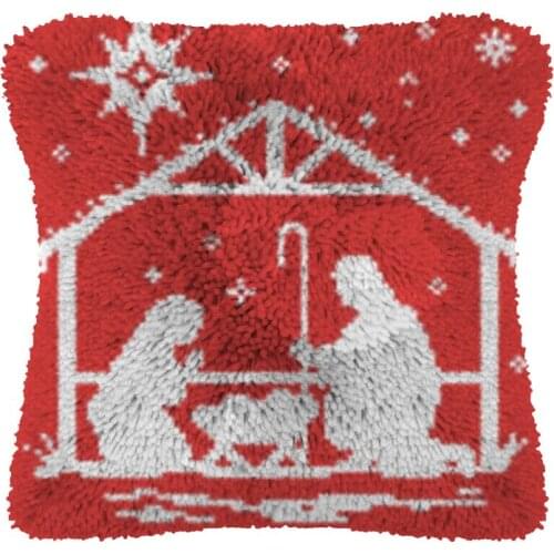 Nativity Pillow Case Canvas Acrylic Yarn Latched Hook Pillow Kits Crochet Cushion Cover Latch Hook Cushion