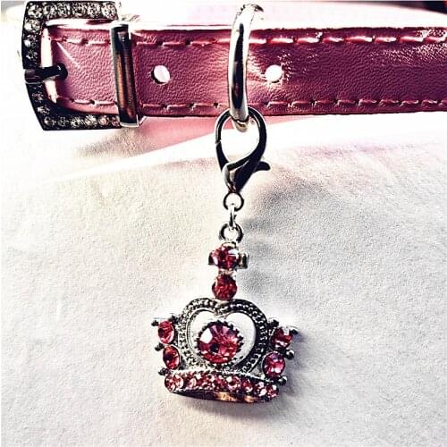 Personalized Dog Cat Tags Cat Dog Puppy Pet Collar Pendant Pet Accessories Rhinestone Crown Glitter Pendant Jewelry