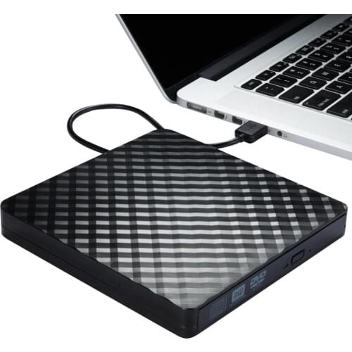 Rhombus External USB 3.0 High Speed Slim DVD Drive Reader Writer for Laptop PC Rhombus Pattern Portable Convenient Plug Play