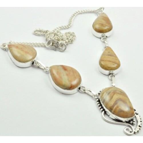 Tiger Jaspers Necklace Silver Overlay over Copper , 52 cm, N2455