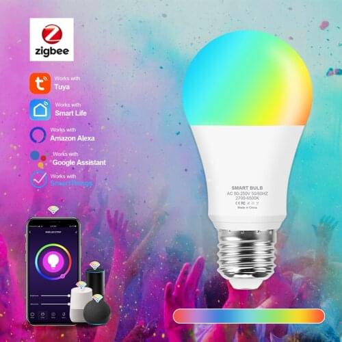 Zigbee E27 Smart Control Lamp RGB+WW+CW Colorful Changing Bulb LED Lampada Works with SmartThings Tuya Alexa Google Assistant