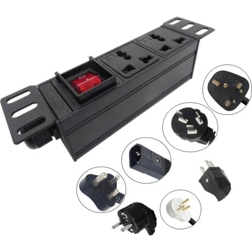 2 AC PDU Universal Outlets Network Cabinet Rack 1.5 Core 3500w Aluminum alloy Power Strip Power Charge Socket 16A
