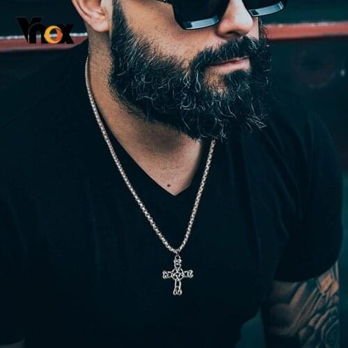 Vnox Punk Celtic Cross Necklace for Men, Hollow Stainless Steel Nordic Viking Pendant,Punk Rock Male Neck Jewelry with 24" Chain