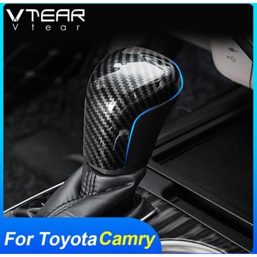 Vtear For Toyota Camry gear lever head shift knob cover interior frame chrome styling decoration parts car accessories 2020