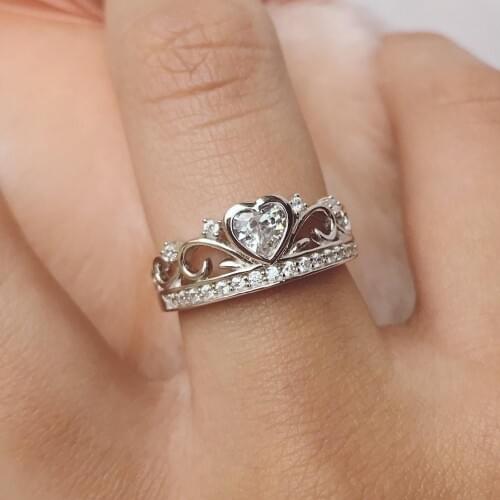 Queen Crown Ring 925 Sterling silver AAAAA cz Statement Promise Wedding Band Rings for Women Bridal Finger Party Jewelry