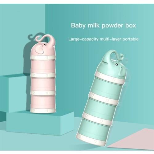 1 Set Milk Powder Box 4 Grid Portable Cartoon Large-capacity Sub-packing Storage Tank Sealed Milk Powder Box Mini Repacking Box