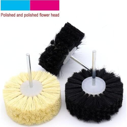 1pcs Abrasive Sisal Filament or Pig Hair Brush Polishing Grinding Buffing Wheel Woodworking For Furniture Rotary Drill Tools