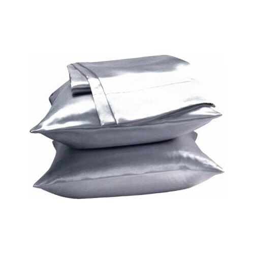 1pc Soft Silky Satin Solid Color standard/Queen pillow cases Set
