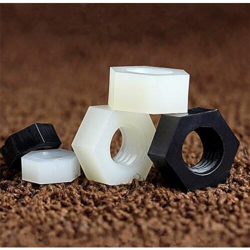 50/20Pcs DIN934 M2 M2.5 M3 M4 M5 M6 M8 M10 M12 M14 M16 M18 M20 Black/white Nylon Hex Nut Hexagon Plastic Nuts