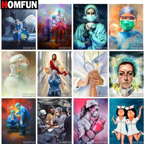 HOMFUN Diamond Painting Full Square/Round Drill 5D DIY "Angel Nurse Doctors" Daimond Embroidery Rhinestone Cross Stitch Decor