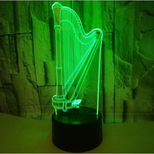 Harp 3d Lamp Colorful Gift Atmosphere Gift 3d Small Led Night Light Remote Touch switch Lovely 7 color change 3D Lamp