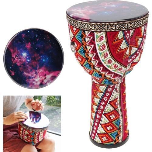 8 Inch African Djembe Drum Colorful Cloth Art ABS Barrel PVC Starry Sky Skin Children Hand Drum Djembe Drums