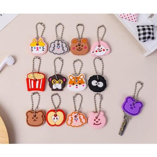 1PC Cartoon Bear Key Holder with Keyring for Women Student Gift Silicone Cute Puppy Pendant Keychain Key Organizer Dust Cover