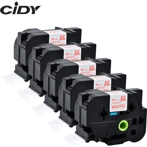 CIDY 5pcs 36mm Red on White Laminated TZe-262 TZE 262 TZ262 TZ-262 Labeling Tape for P-Touch label brother printer