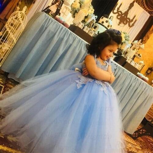 Flower Girl Dresses For Weddings Kids Puffy Soft Tulle Skirt Ball Gown Pageant Girls Dress Bow Ribbon Communion Party Dresses