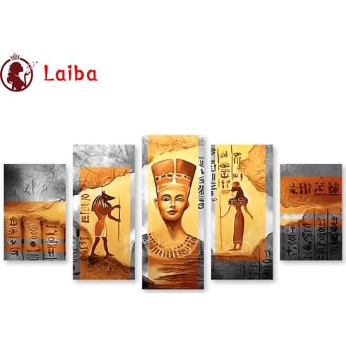 DIY Diamond Painting Egyptian Pharaoh Cleopatra Diamond Mosaic Cross stitch Square/ Round Diamond Rhinestone 5 pcs home decor