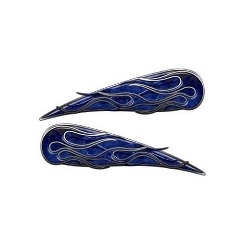 For 2xInferno Blue Motorcycle Gas Tank Flame Decals - 4" h x 13.75" w