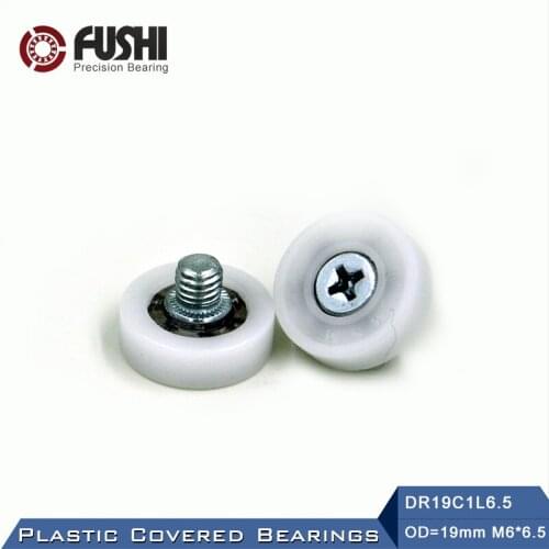 DR19C1L6.5 Screw Pulley Bearing 6*19*6 mm ( 2 PCS ) Doors and Windows Roller Mute Wheel POM 626 M6*6.5 Plastic Covered Bearings