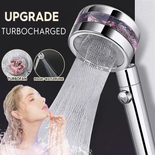 360 Degrees Rotating Double-sided Turbocharged Shower Head with Switch on/off Button High Pressure Water Saving Shower
