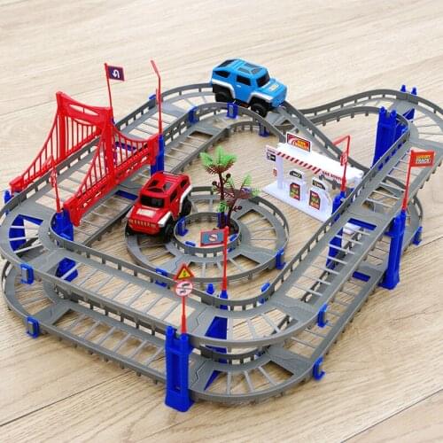Variety track car assembled electric high-speed track educational toys children diy toy car