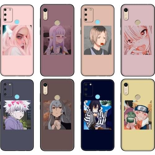 Black tpu Case For Honor 8a Prime 8s 9 10X Lite 9A 9C 9X Premium Pro 9S Case Cover Anime icons