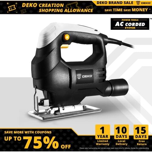 DEKO 350W Jig Saw Convenient Continuous Mode Electric Saw with 1pc Blade, Allen Wrench 2pcs Carbon Brushes Jigsaw Power Tools