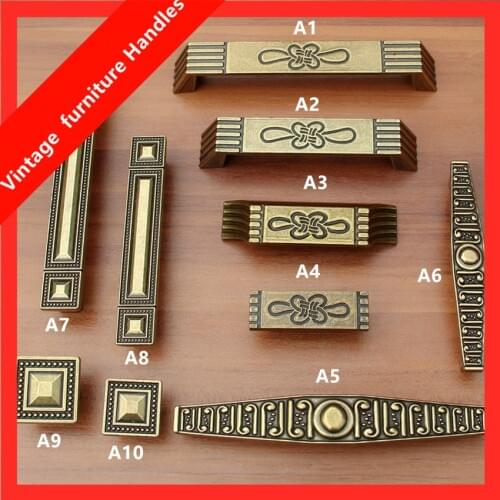 96mm 128mm vintage style furniture handles bronze dresser kitchen cabinet wardrobe door handles antique brass square drawer knob