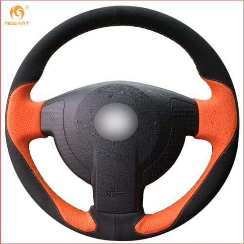 MEWANT Orange Leather Black Suede Car Steering Wheel Cover for Nissan QASHQAI X-Trail NV200 Rogue Interior Accessories Parts