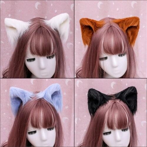 Cute Furry Animal Beast Ears Hairpin Headwear Ear clip Cosplay Soft Girl Plush Detachable Cat Ear Lolita Hair Accessory Props