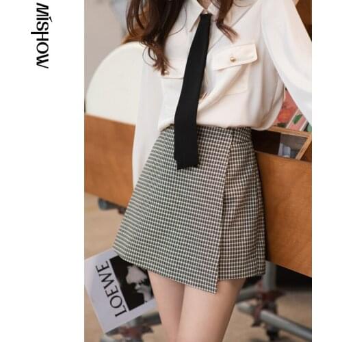 MISHOW Spring Women Shorts Double-layer Fashion Bottoms Loose Casual Solid High Waist Suit Skirt Female Clothing MX21A2541
