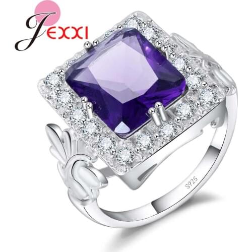 New Sale 925 Sterling Silver Purple Romantic CZ Popular Womans Wedding / engagement Ring Size 6-10