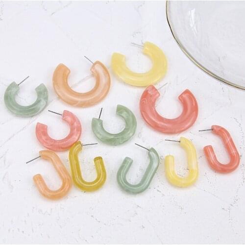 New Arrival 30pcs/Lot Colorful Geometry Shape Acrylic Acid acetate Earring Stud Women Fashion Ornament Earrings Material Craft