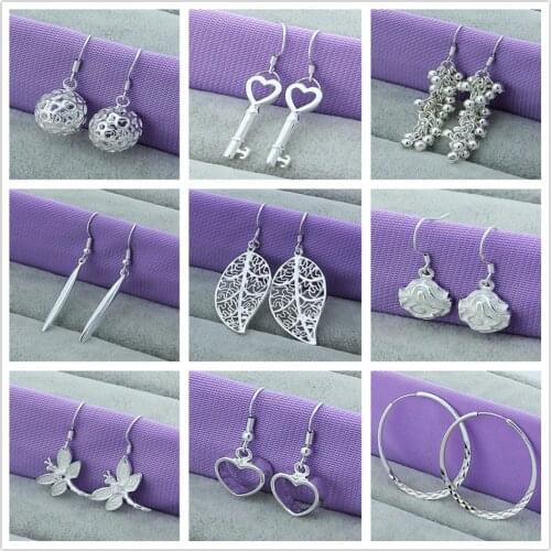 New Fashion 925 Sterling Silver Circle Round/Heart/Flower/Insect Earring for Woman Fine Jewelry
