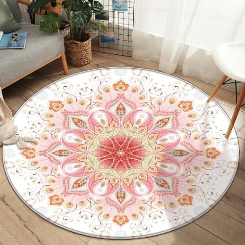 New Bohemian ethnic flannel mandala carpet living room bedroom decoration Nordic round carpet carpet modern classic 120cm size