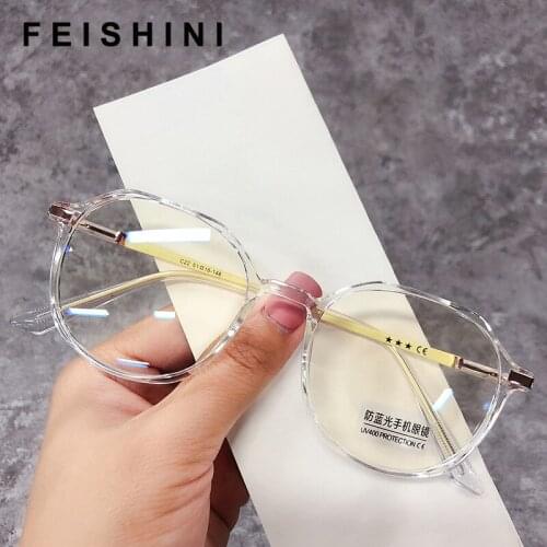 Feishini Computer Prescription Glasses Women Optical Rays Radiation Eyeglasses Frames TR90 Anti Blue Light Glasses Protection