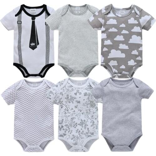 Boys Baby Rompers Summer Style Unisex Baby Jumpsuit 6PCS Boy Girl Clothing Newborn Infant giraffe Short Sleeve Clothes 0-12M
