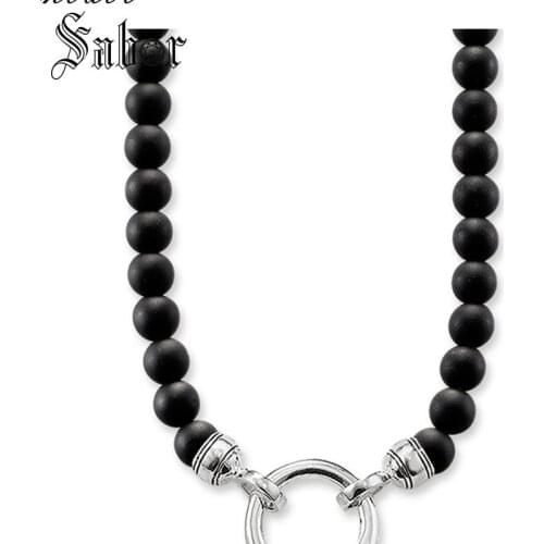 Necklace Black Obsidian Gift For Women & Men, Female Jewelry silver color Fashion Jewelry Wholesale thomas