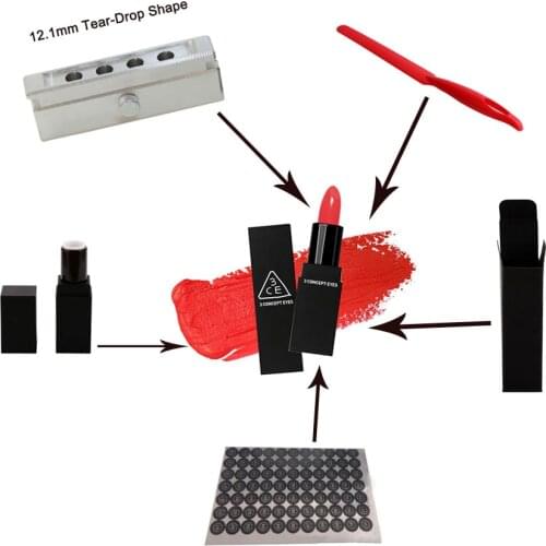 DIY Lipstick Set, Lipstick Lipbalm Tube Case Container Aluminum Alloy Fill Mold Paper Gift Box Packing Label Sticker Spatula