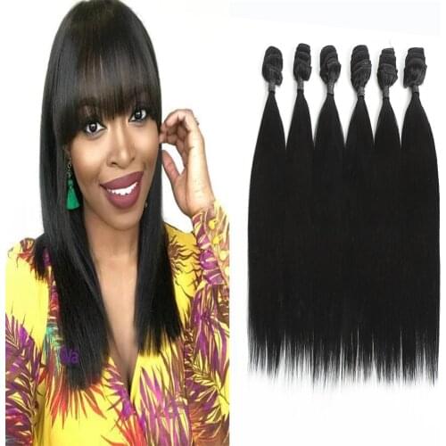 Yaki Straight Hair Bundles 6 Bundles/Pack 12 14inch 200g Synthetic Hair Weave Bundles Natural Color Hair Extension