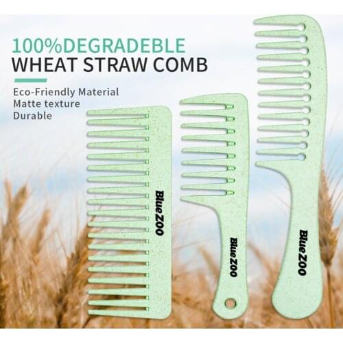 Straw Hair Comb Degradable Ultra Smooth Lightweight 3 Optional Straw Hair Comb for Hair