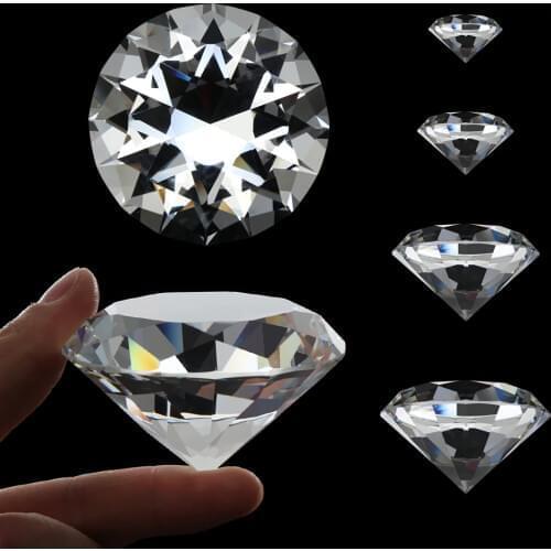 Size W. 20mm-70mm Crystal Diamond Clear Glass Diamond Faceted Cut Raw Gemstone Desktop Ornaments Romantic Gifts Home Decoration