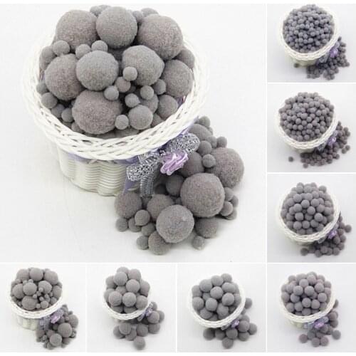 Gray Pompom 8mm 10mm 15mm 20mm 30mm Pom Poms Ponpon Crafts Supplies DIY for Kids Toy Garment Sewing Home Wedding Decorations 20g